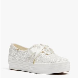 BNWOT Kate Spade Bridal Keds Glitter Sneakers